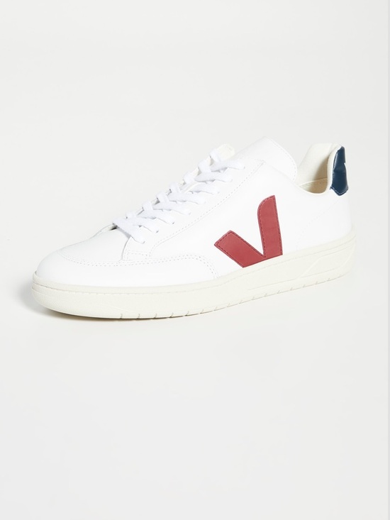 Veja Other - Veja V-12 Red Maroon V Blue Heel Tab Sneaker Leather Casual